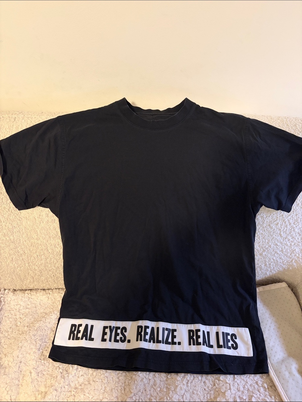 Givenchy Black Short Sleeve Tee with White Slogan Band